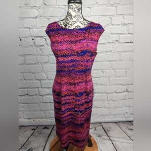 Tessuto women's sleeveless stretch knit geometric print size large dress b12